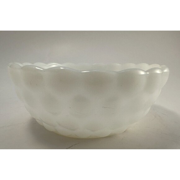 Anchor Hocking Fire King Milk Glass Bubble Fruit Dessert Bowl - Picture 5 of 5
